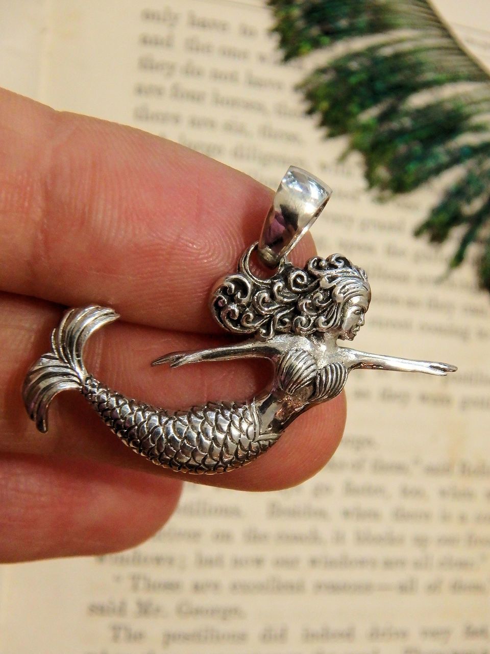 Swimming Mermaid Pendant in Sterling Silver (Includes Silver Chain) - Earth Family Crystals