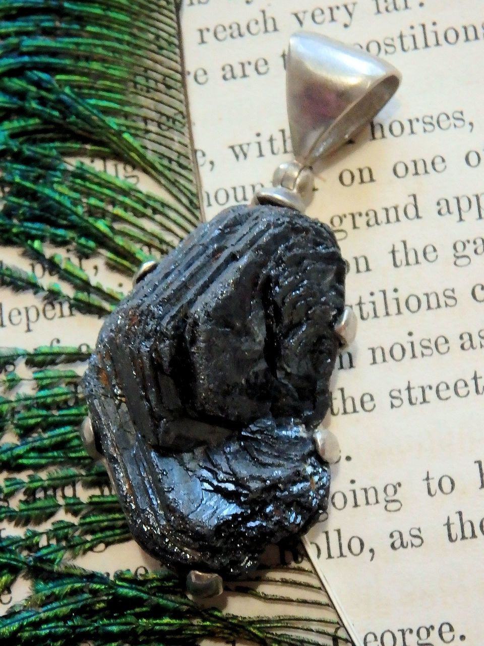 Campo del Cielo Shiny & Dense Meteorite  Pendant in Sterling Silver (Includes Silver Chain) - Earth Family Crystals