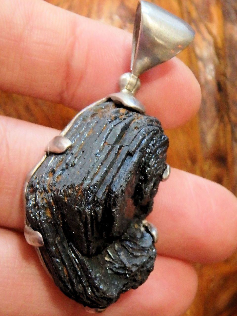 Campo del Cielo Shiny & Dense Meteorite  Pendant in Sterling Silver (Includes Silver Chain) - Earth Family Crystals