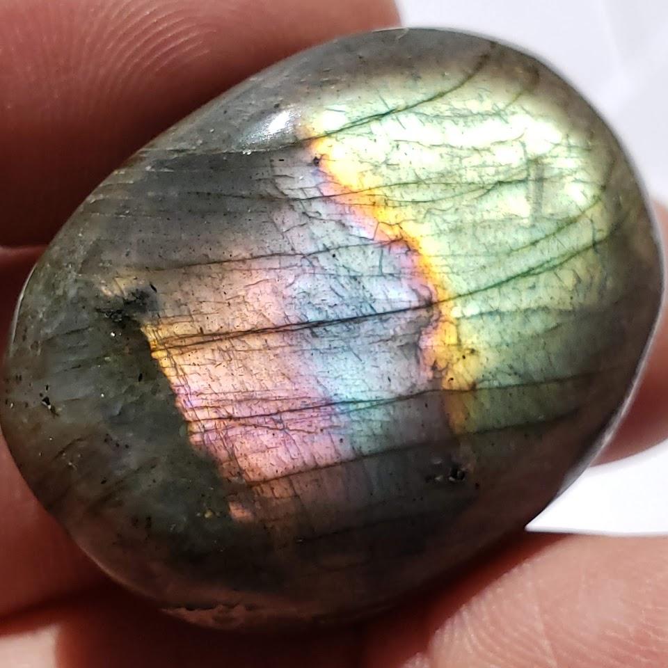 Pink & Purple Included Labradorite Small Palm Stone #2 - Earth Family Crystals