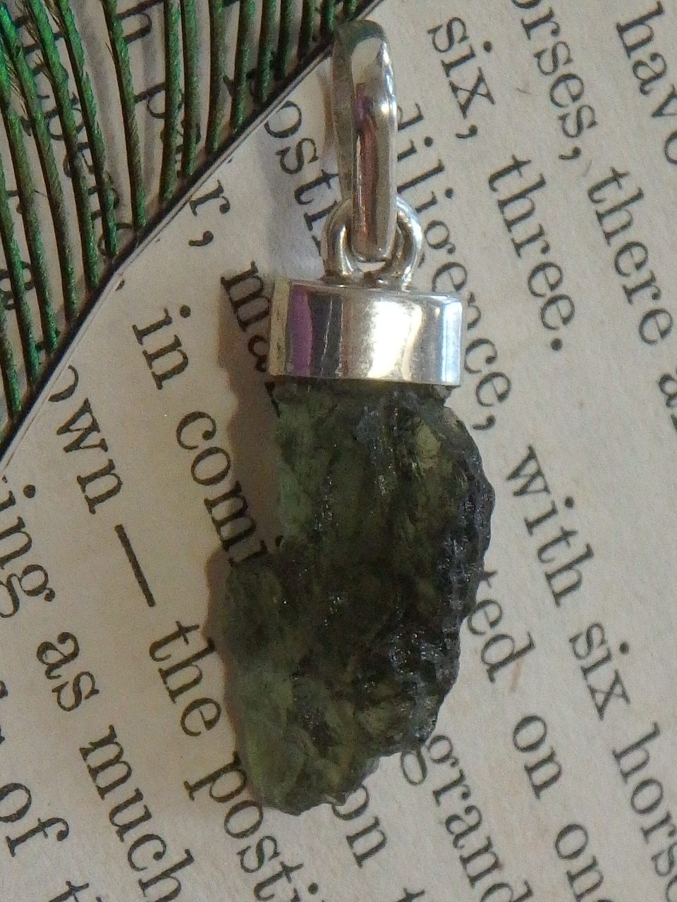 Floating Powerful Green Moldavite Pendant in Sterling Silver (Includes Silver Chain)3 - Earth Family Crystals