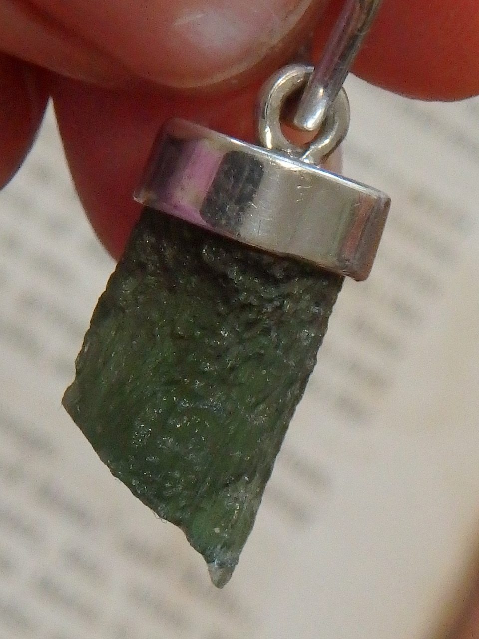 Floating Powerful Green Moldavite Pendant in Sterling Silver (Includes Silver Chain)2 - Earth Family Crystals
