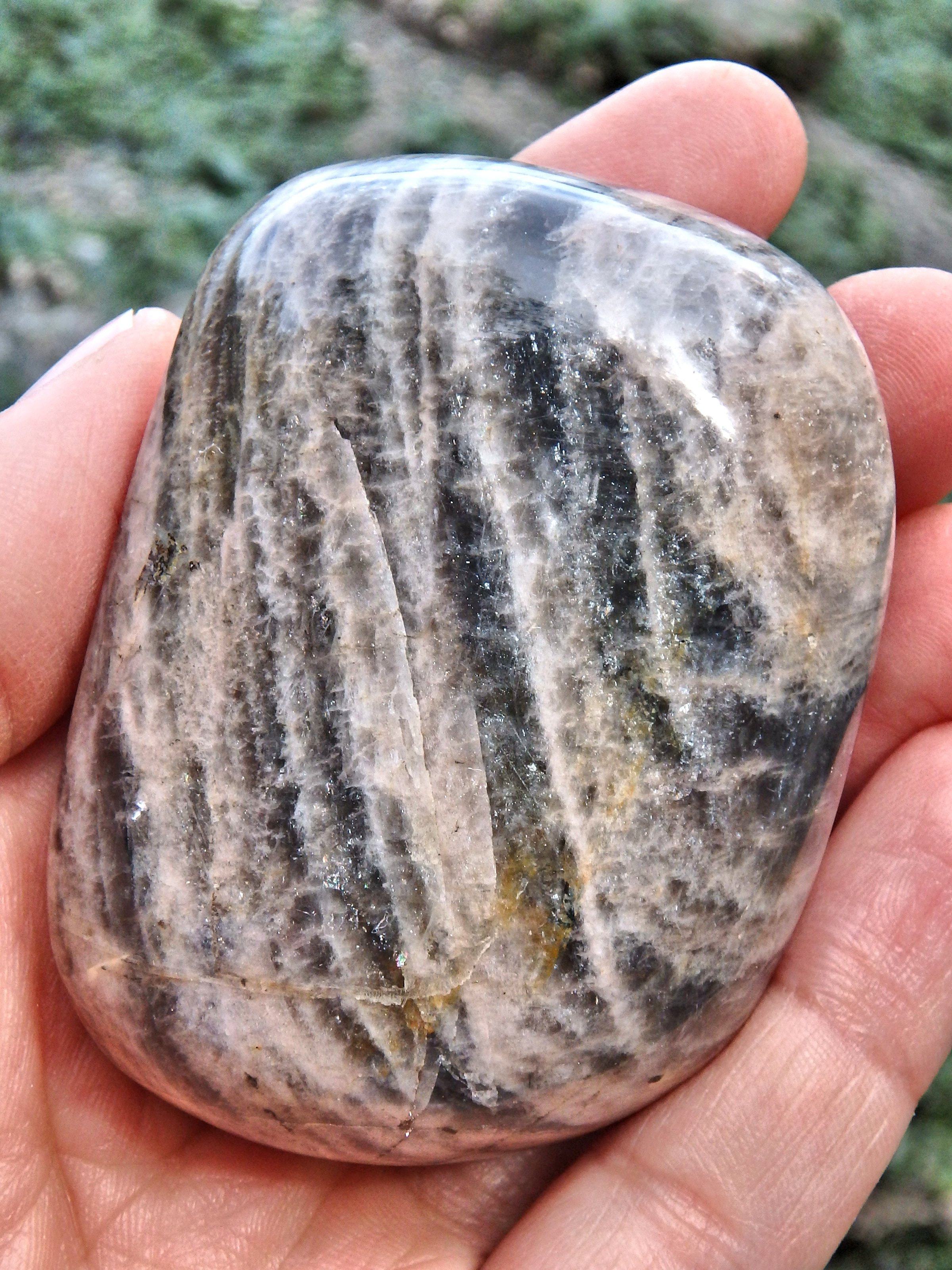Creamy 2 Tone Black Moonstone Hand Held Specimen 1 - Earth Family Crystals