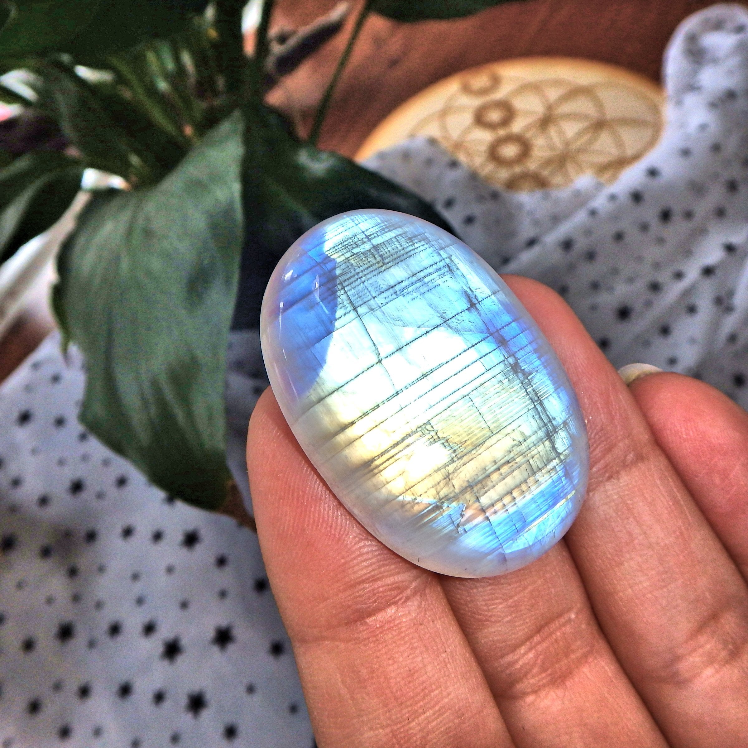 Gorgeous Color Depth Rainbow Moonstone Cabochon-Perfect for Crafting - Earth Family Crystals