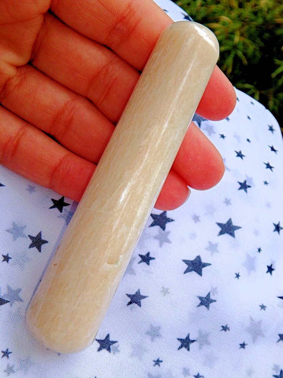 Soft Peach Moonstone Wand Carving - Earth Family Crystals