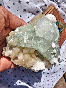 Delightful Rare Mordenite Blooming Patterns on Green Apophyllite & Pink Stilbite Matrix From India - Earth Family Crystals