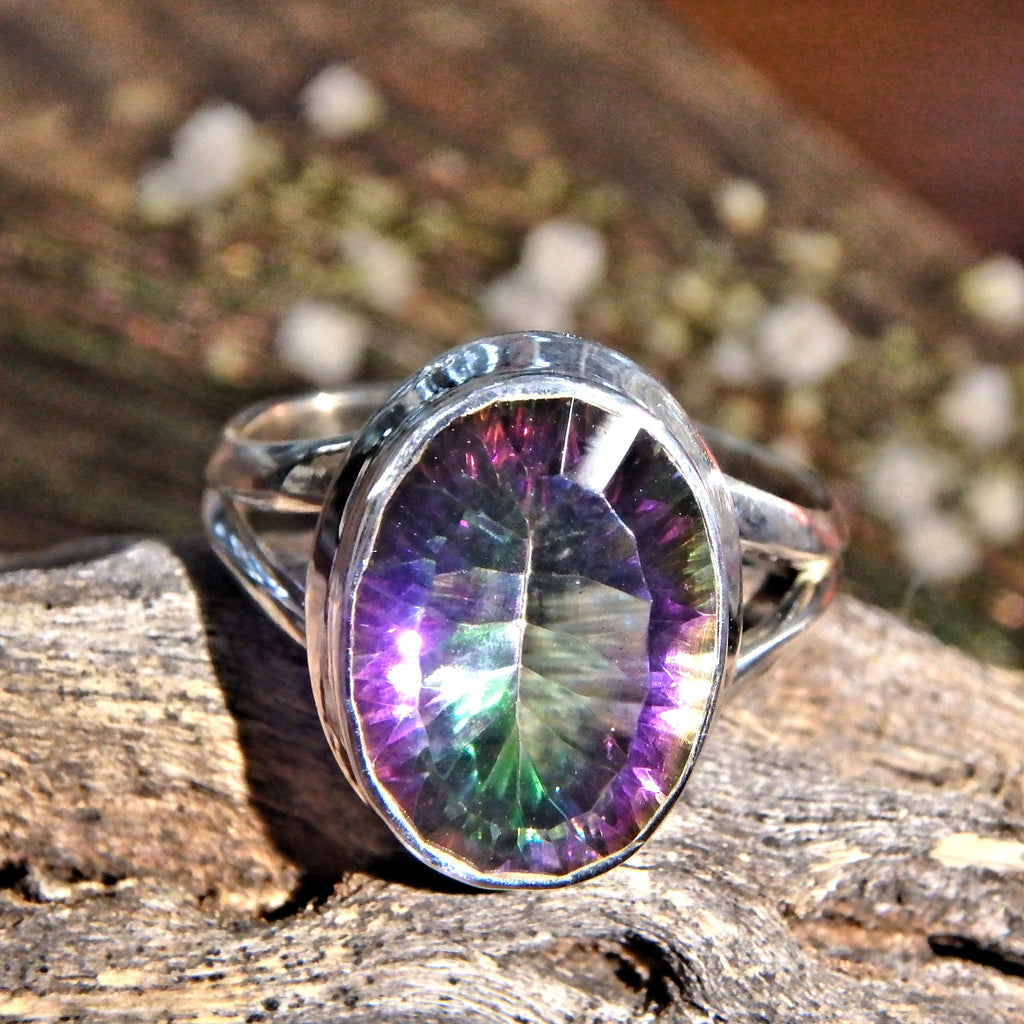 Twinkling Brilliance Rainbow Mystic Topaz Gemstone Ring in Sterling Silver (Size 9) - Earth Family Crystals