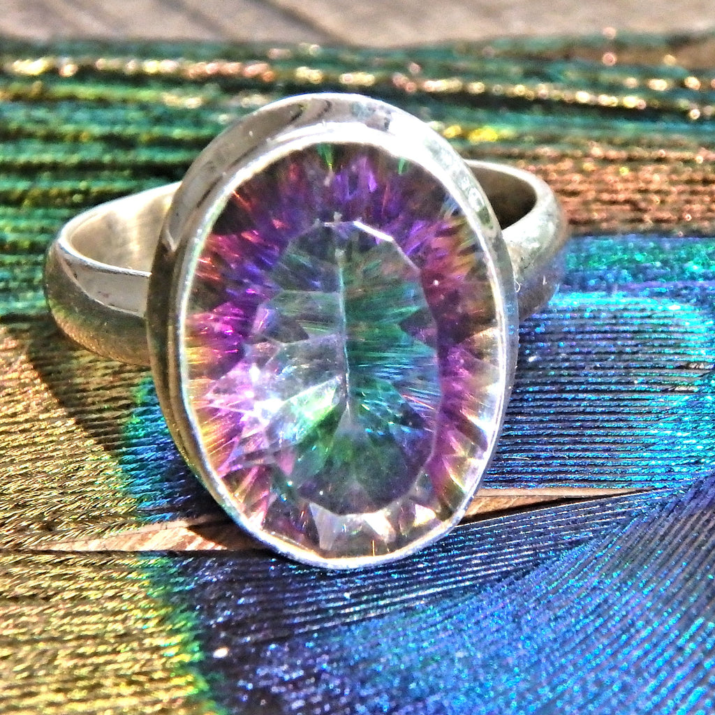 Pretty Rainbows Faceted Mystic Topaz Sterling Silver Ring (Size 7) - Earth Family Crystals