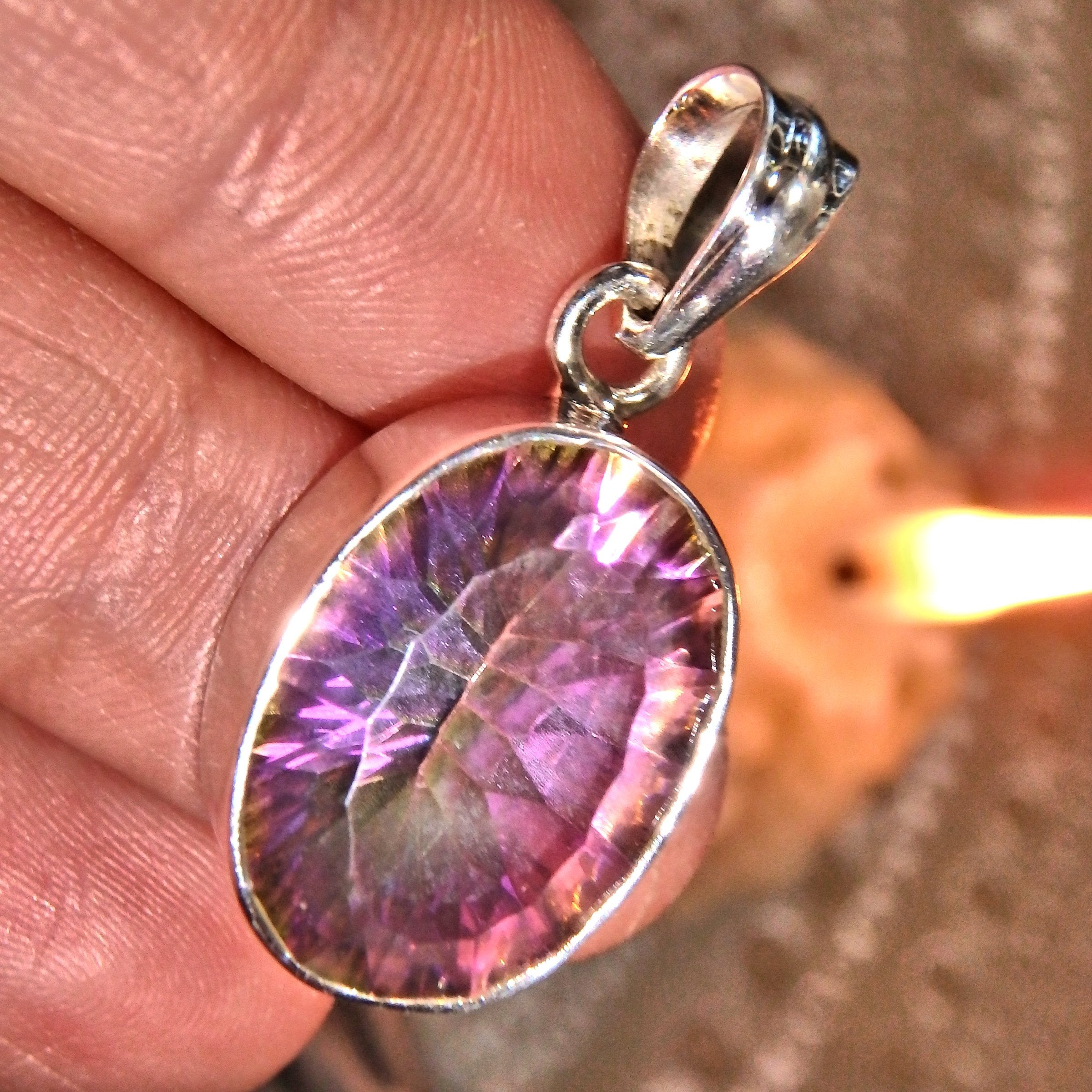 Supernova Mystic Topaz Pendant Sterling Silver (Includes Silver Chain) - Earth Family Crystals