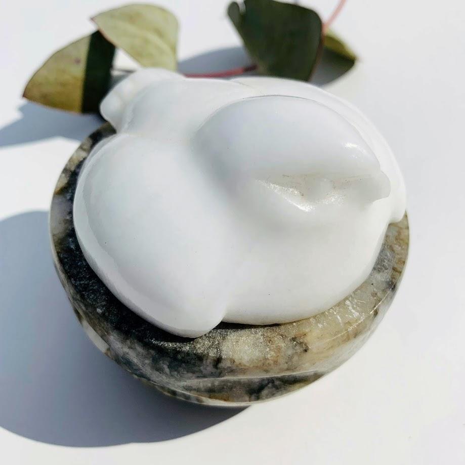 Dolomite Bird Carving & Bowl Perfect for Small Precious Gems - Earth Family Crystals