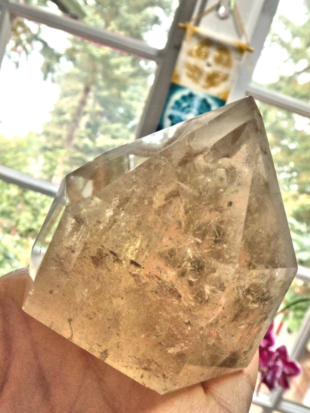 Phantom Included Natural Citrine Standing Display Generator With Black Hematite Blade Inclusion - Earth Family Crystals