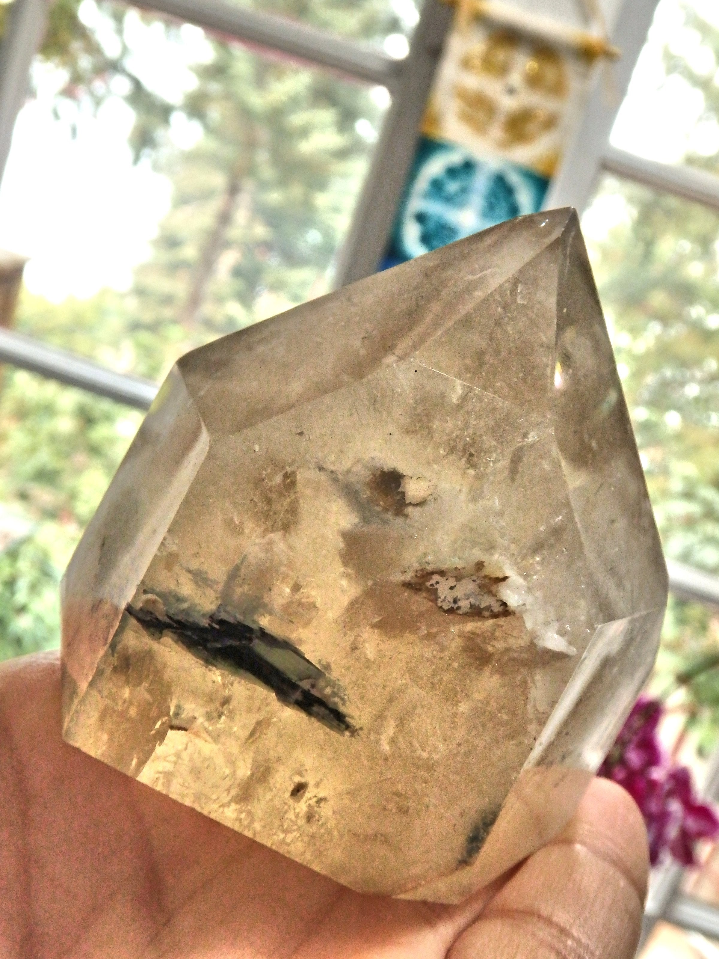 Phantom Included Natural Citrine Standing Display Generator With Black Hematite Blade Inclusion - Earth Family Crystals