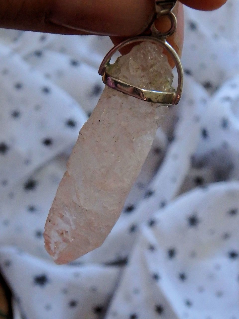 Soft Pink & White Nirvana Ice Quartz Point Pendant in Sterling Silver (Includes Silver Chain) - Earth Family Crystals