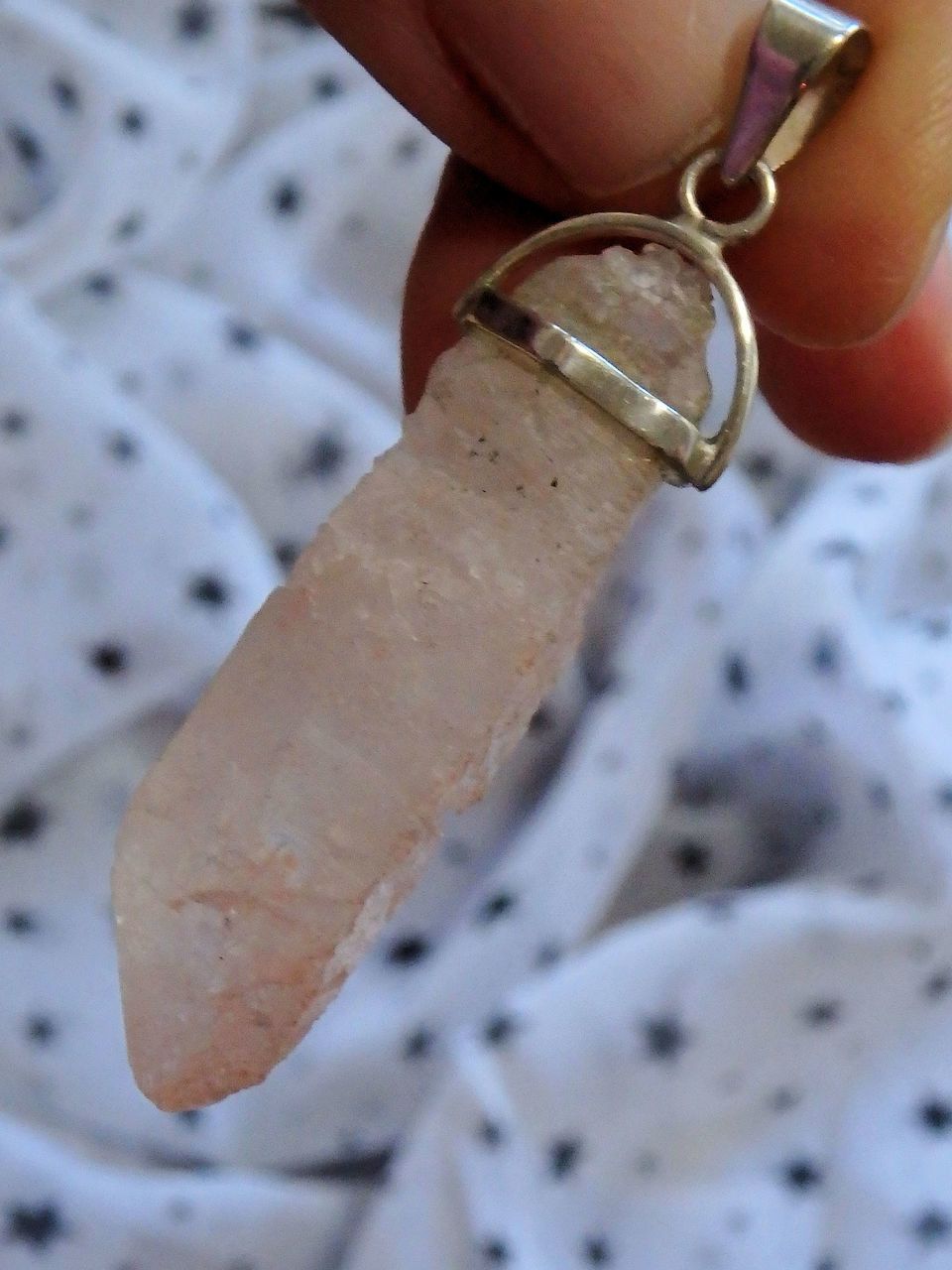 Soft Pink & White Nirvana Ice Quartz Point Pendant in Sterling Silver (Includes Silver Chain) - Earth Family Crystals