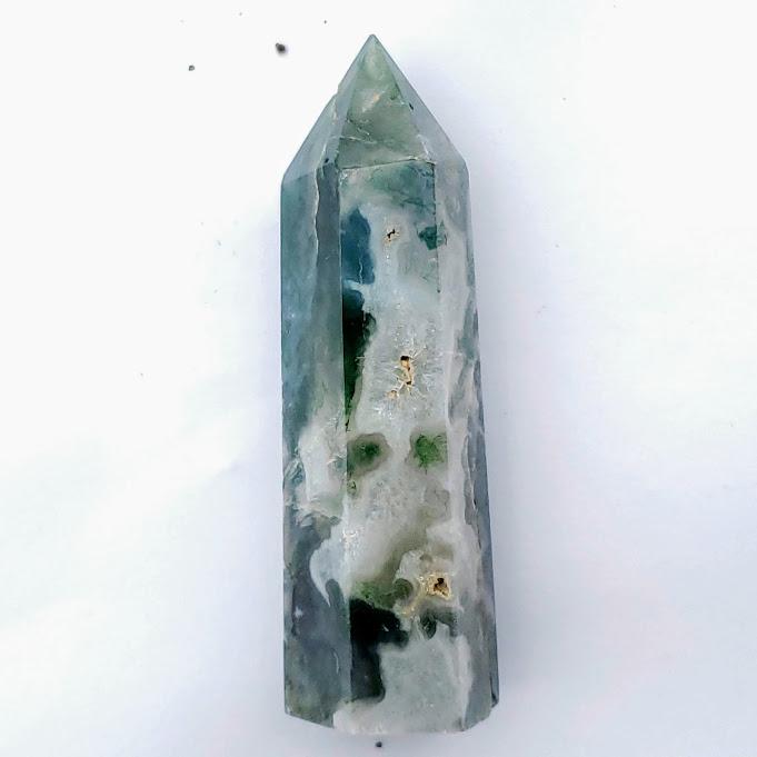 Polished Moss Agate Standing Display Tower #7 - Earth Family Crystals