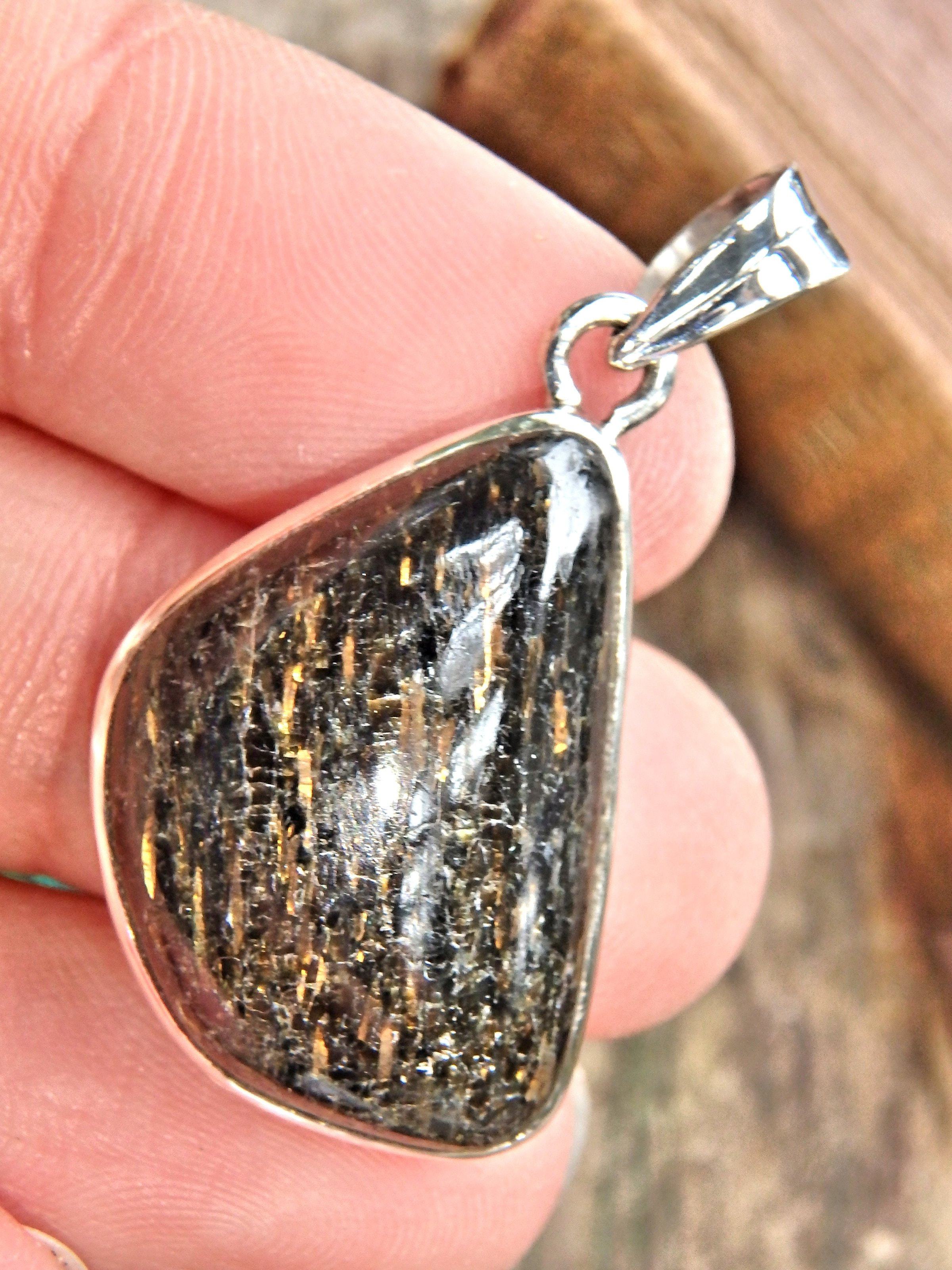 Dancing Golden Flashes Genuine Nuummite Pendant In Sterling Silver (Includes Silver Chain)3 - Earth Family Crystals