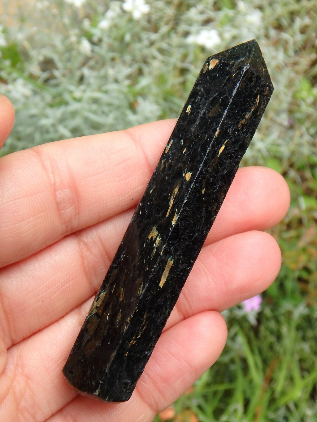 Beautiful Flashes of Color~Genuine Greenland Nuummite Wand Carving 3 - Earth Family Crystals