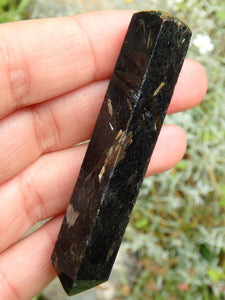 Beautiful Flashes of Color~Genuine Greenland Nuummite Wand Carving 2 - Earth Family Crystals