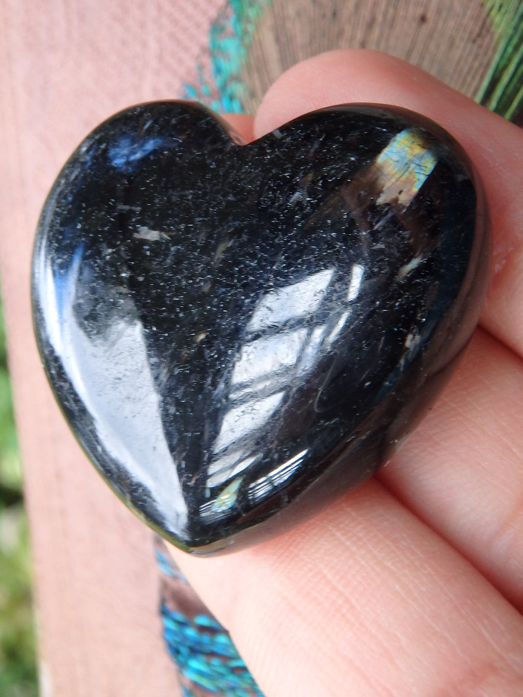 Rare & Genuine Rainbows of Firework Flashes Nuummite Love Heart From Greenland - Earth Family Crystals