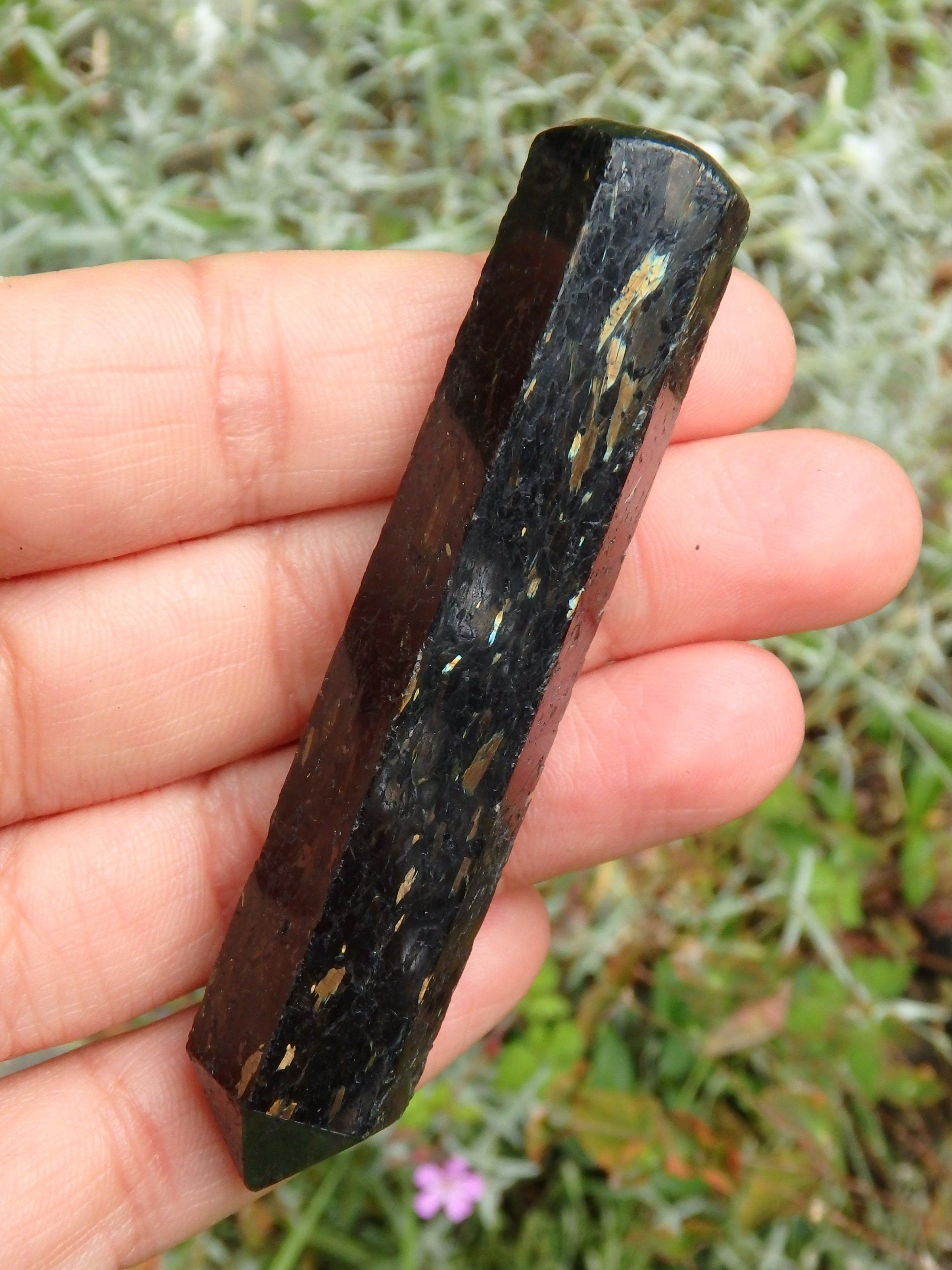 Beautiful Flashes of Color~Genuine Greenland Nuummite Wand Carving 3 - Earth Family Crystals