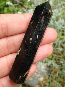 Beautiful Flashes of Color~Genuine Greenland Nuummite Wand Carving 2 - Earth Family Crystals