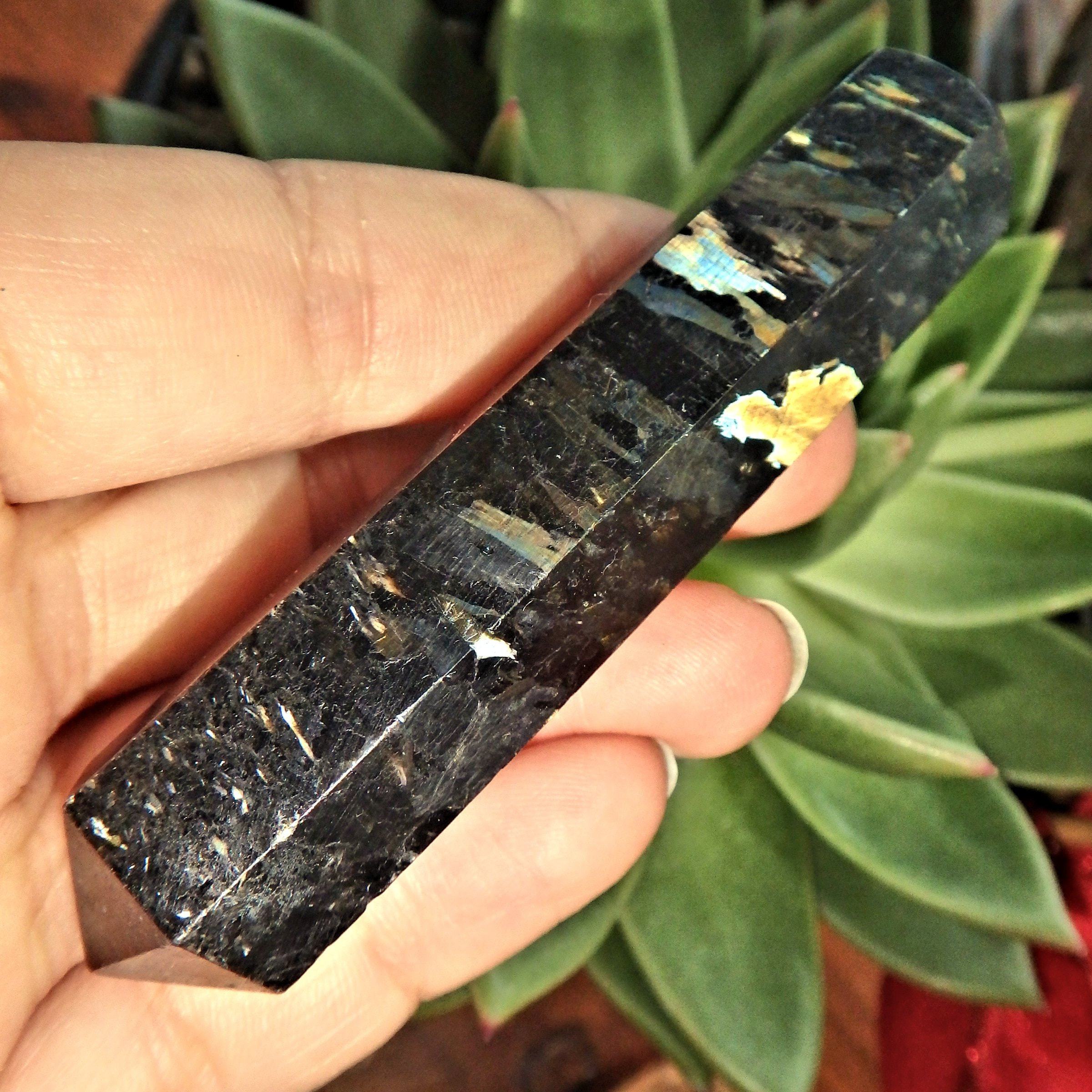 Chunky Genuine Greenland Nuummite Healing Wand 2 - Earth Family Crystals