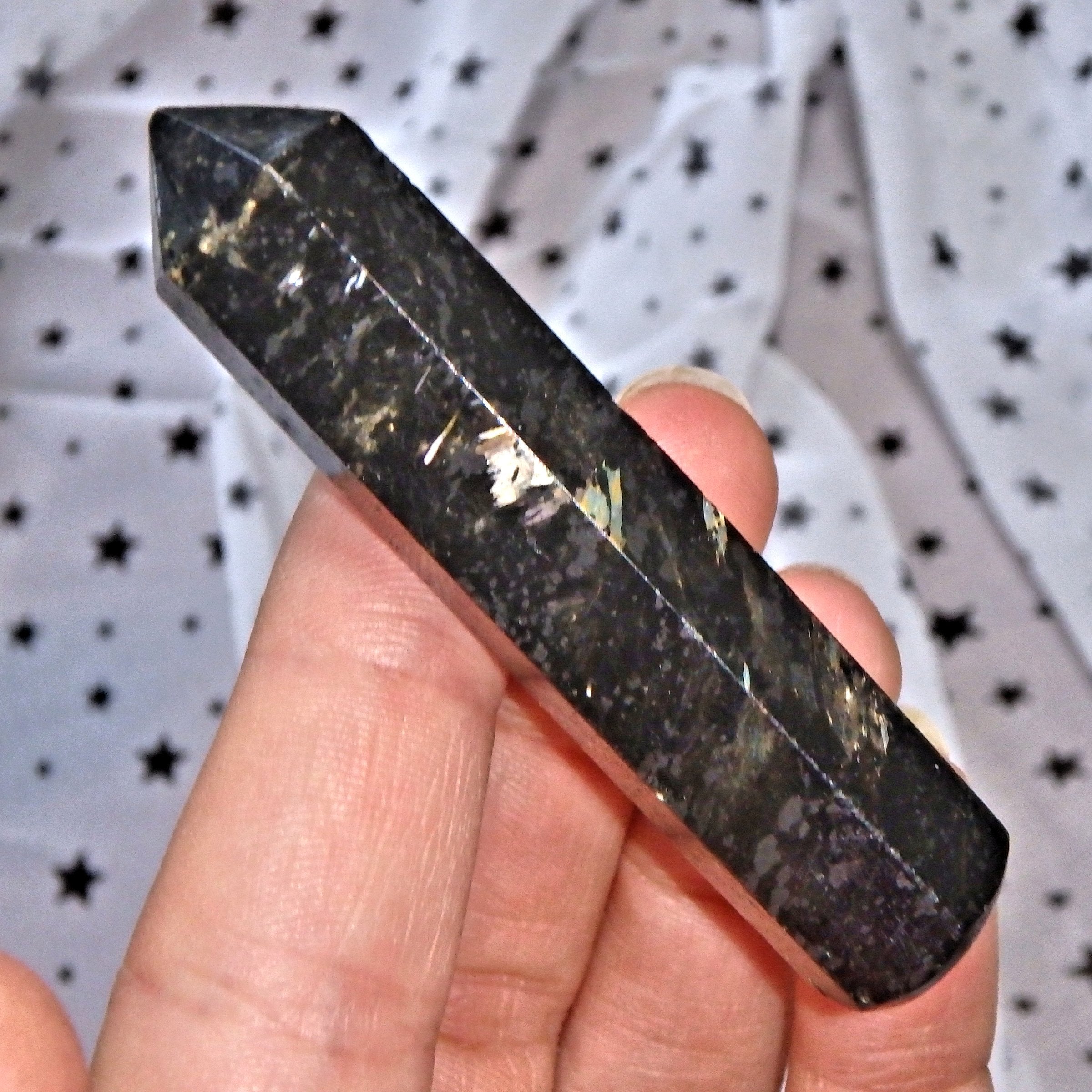 Powerful Genuine Greenland Nuummite Wand Carving