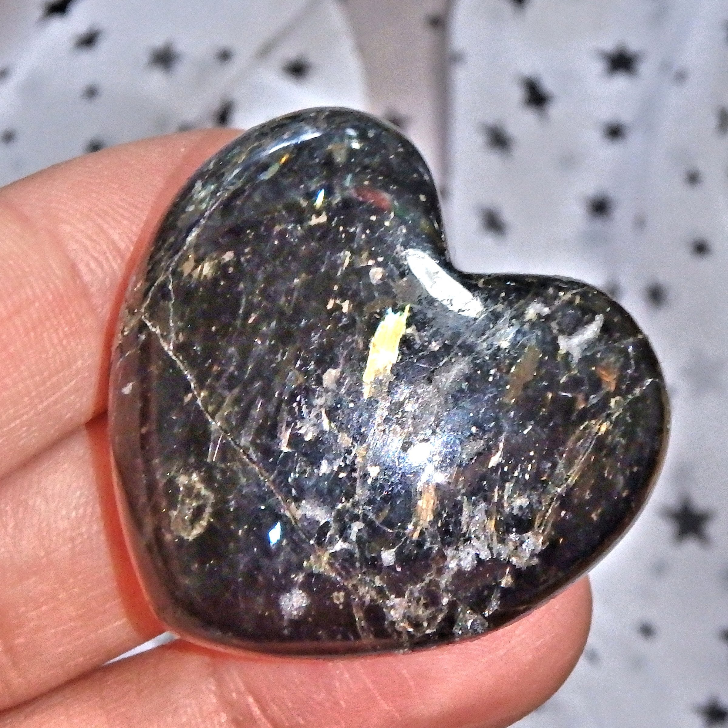Genuine Greenland Nuummite Love Heart REDUCED 1 - Earth Family Crystals