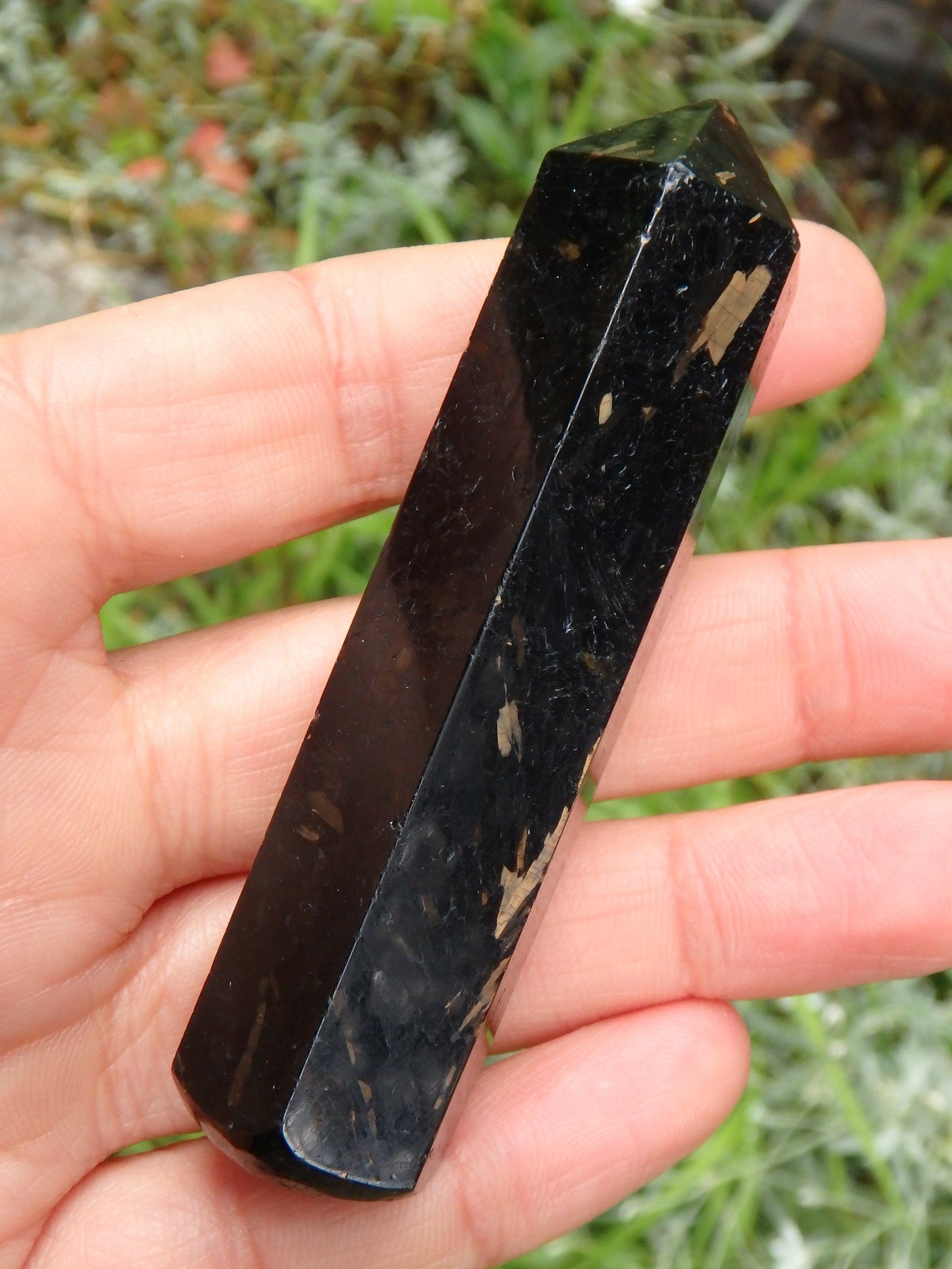 Beautiful Flashes of Color~Genuine Greenland Nuummite Wand Carving 1 - Earth Family Crystals