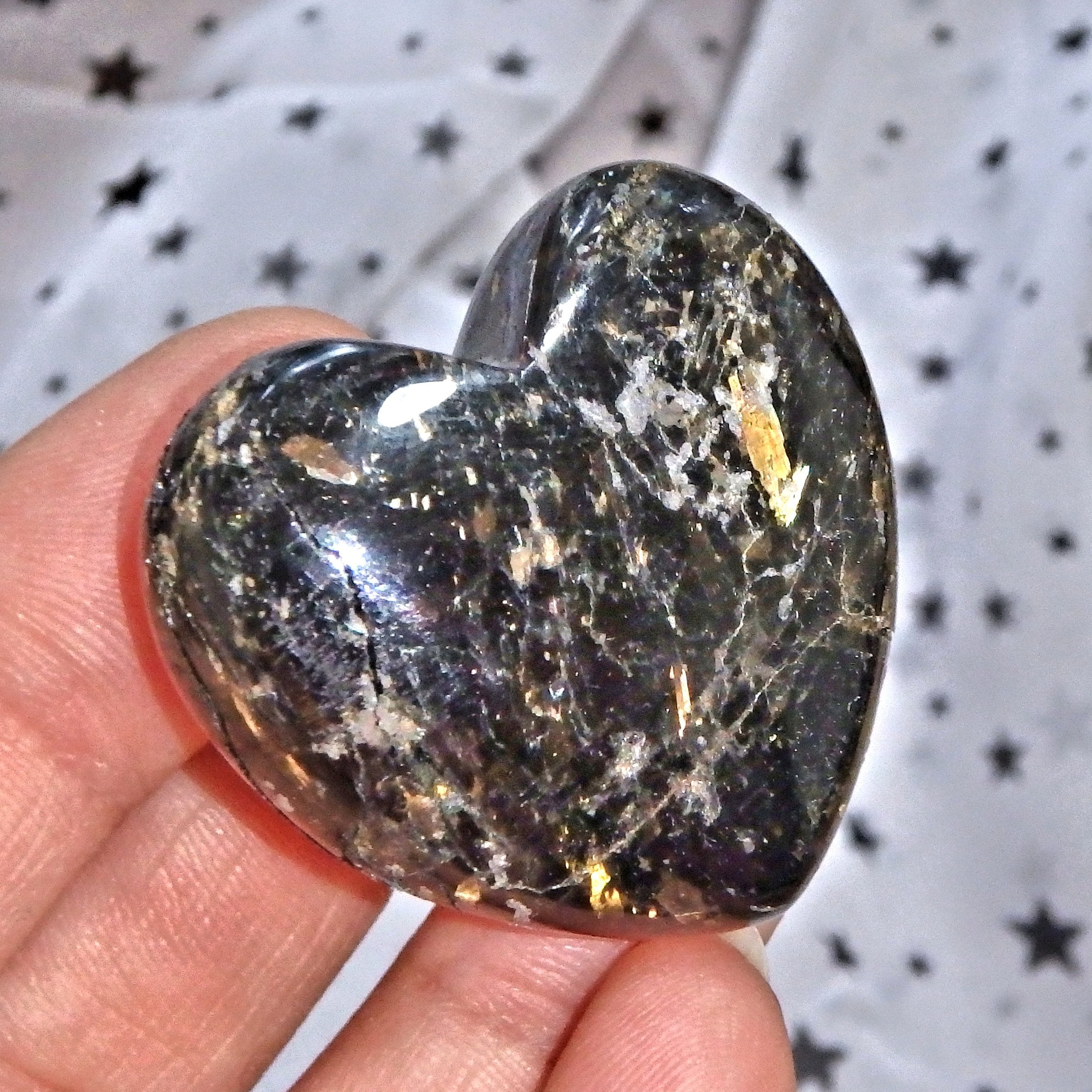Genuine Greenland Nuummite Love Heart REDUCED 1 - Earth Family Crystals