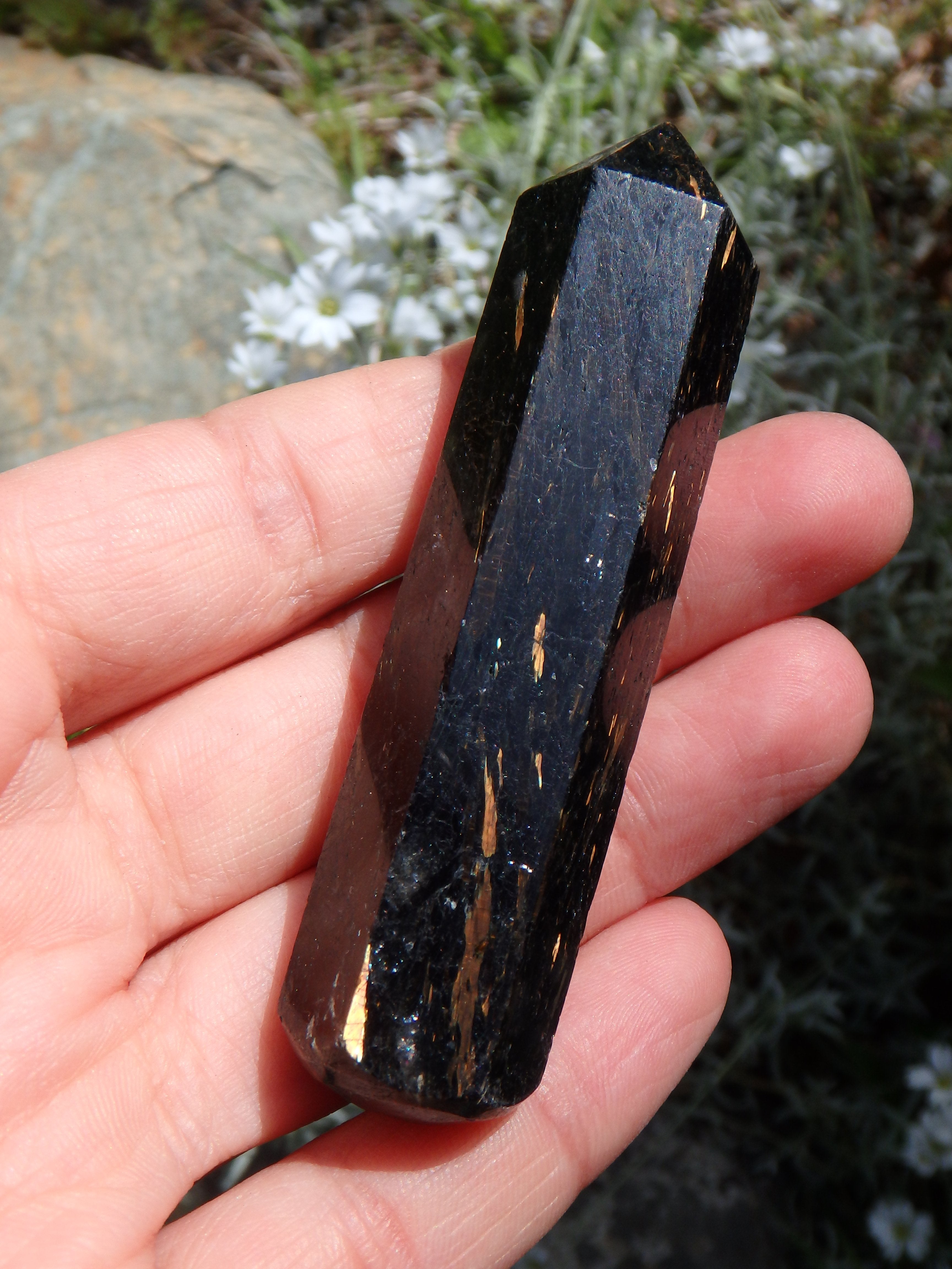 Sorcerer's Stone~ Greenland Nuummite Golden Flashes Wand - Earth Family Crystals