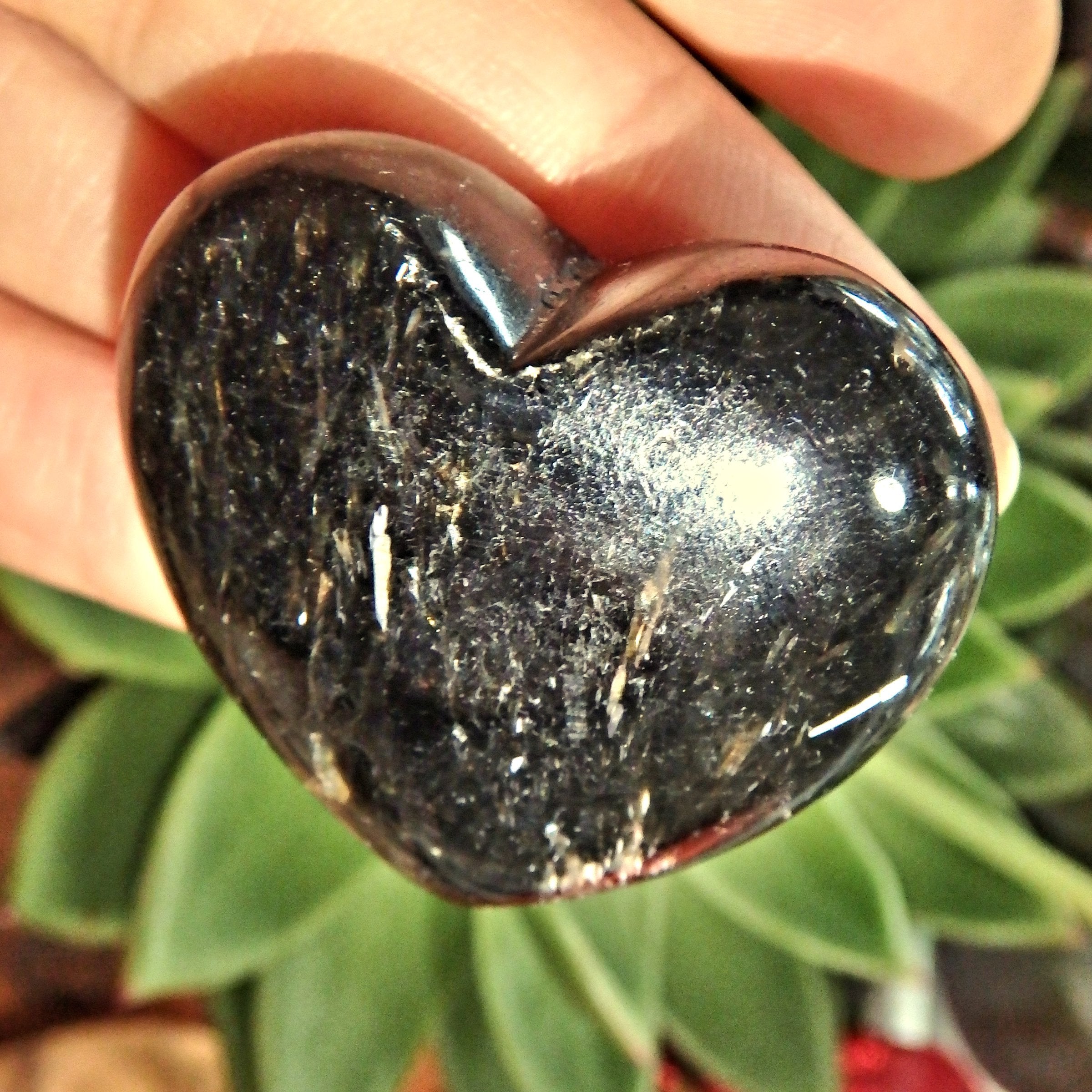 Silky Flashes Genuine Greenland Nuummite Love Heart 1