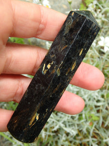 Beautiful Flashes of Color~Genuine Greenland Nuummite Wand Carving 4 - Earth Family Crystals