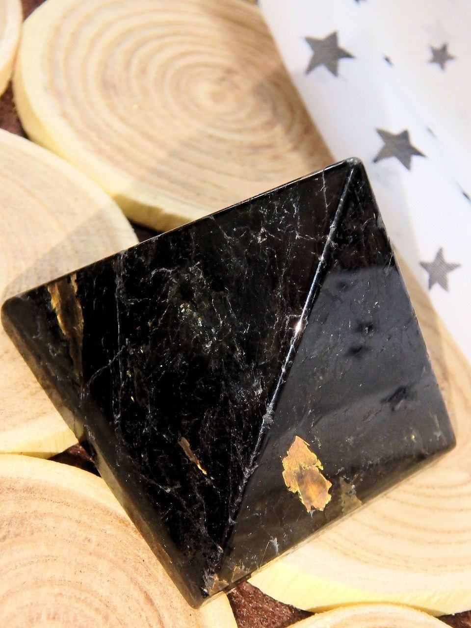 Brilliant Gold Flashes of Color Greenland Nuummite Pyramid - Earth Family Crystals