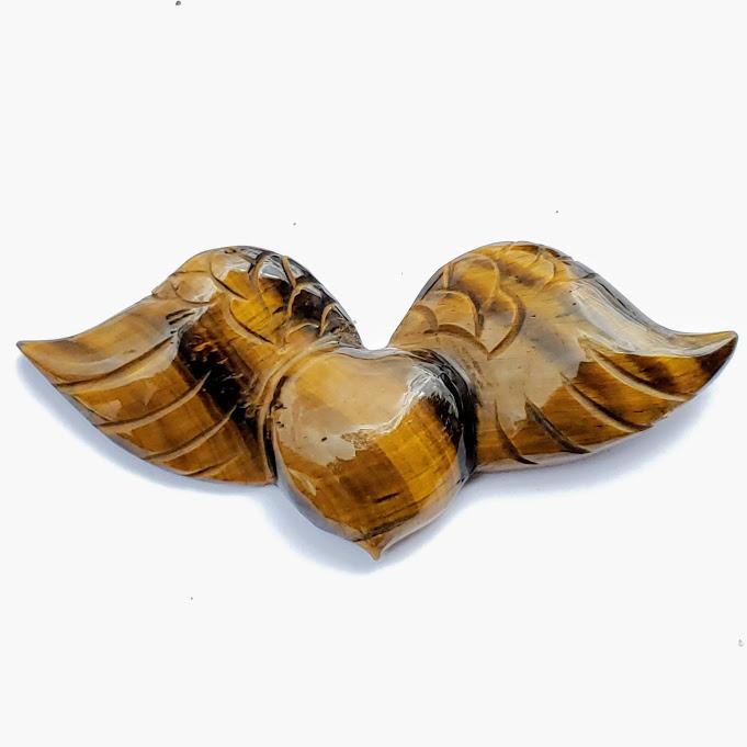 Ultra Silky Tiger Eye Flying Heart Carving - Earth Family Crystals