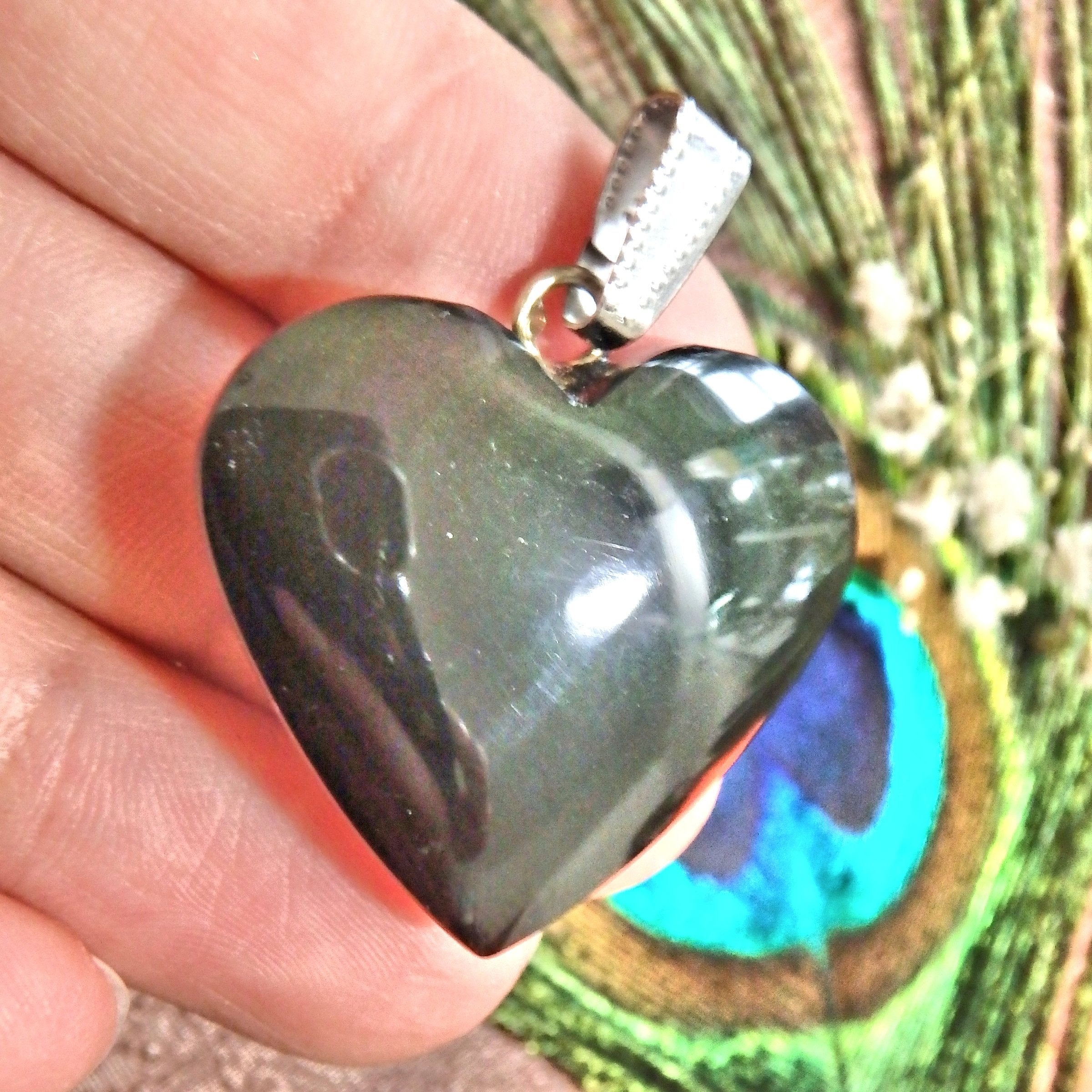 Extreme Grounding Obsidian Love Heart Pendant (Includes Silver Chain) - Earth Family Crystals