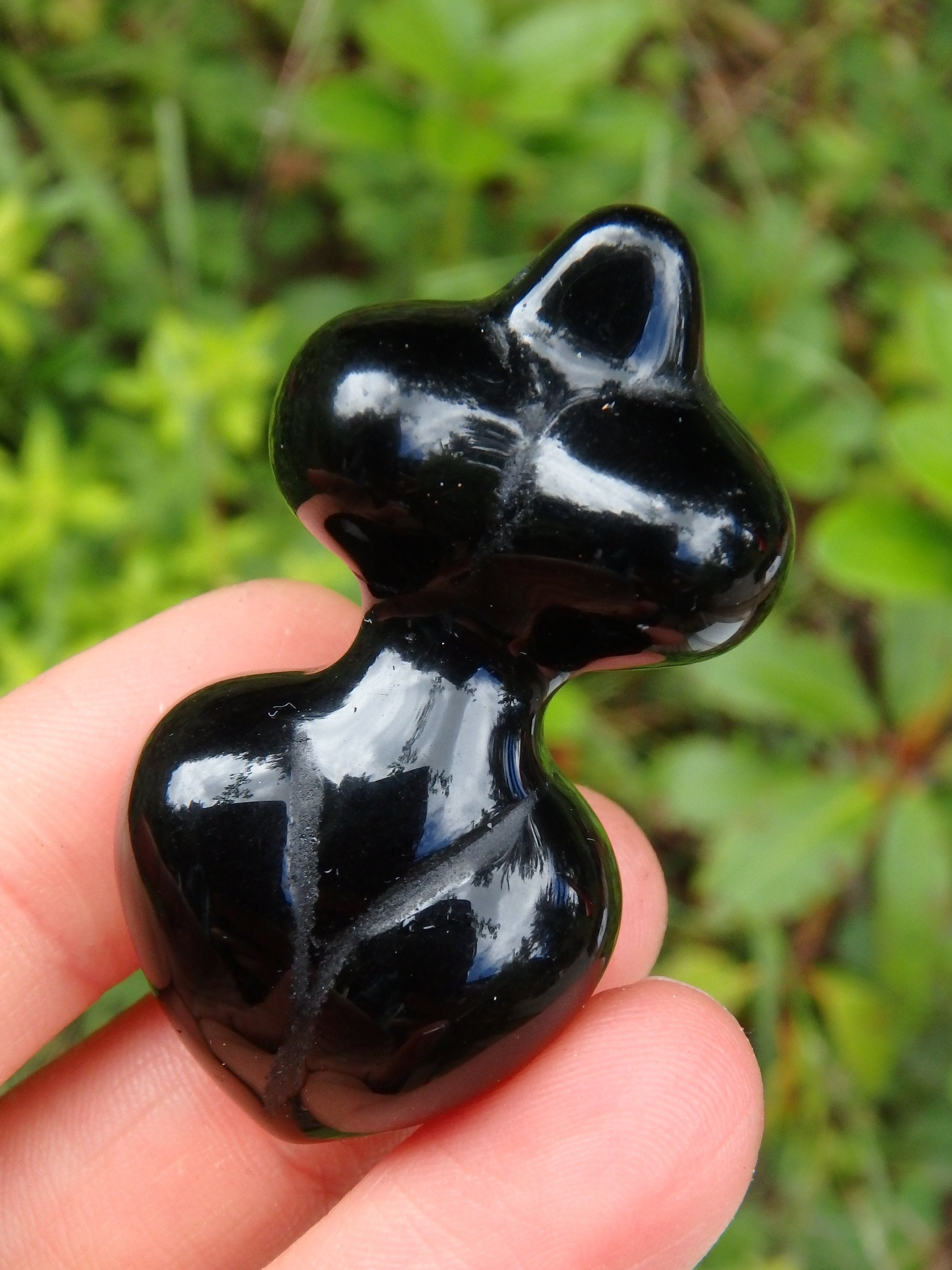 Feminine Venus Black Obsidian Shape Carving (Can Be Put on Bail For Pendant) - Earth Family Crystals