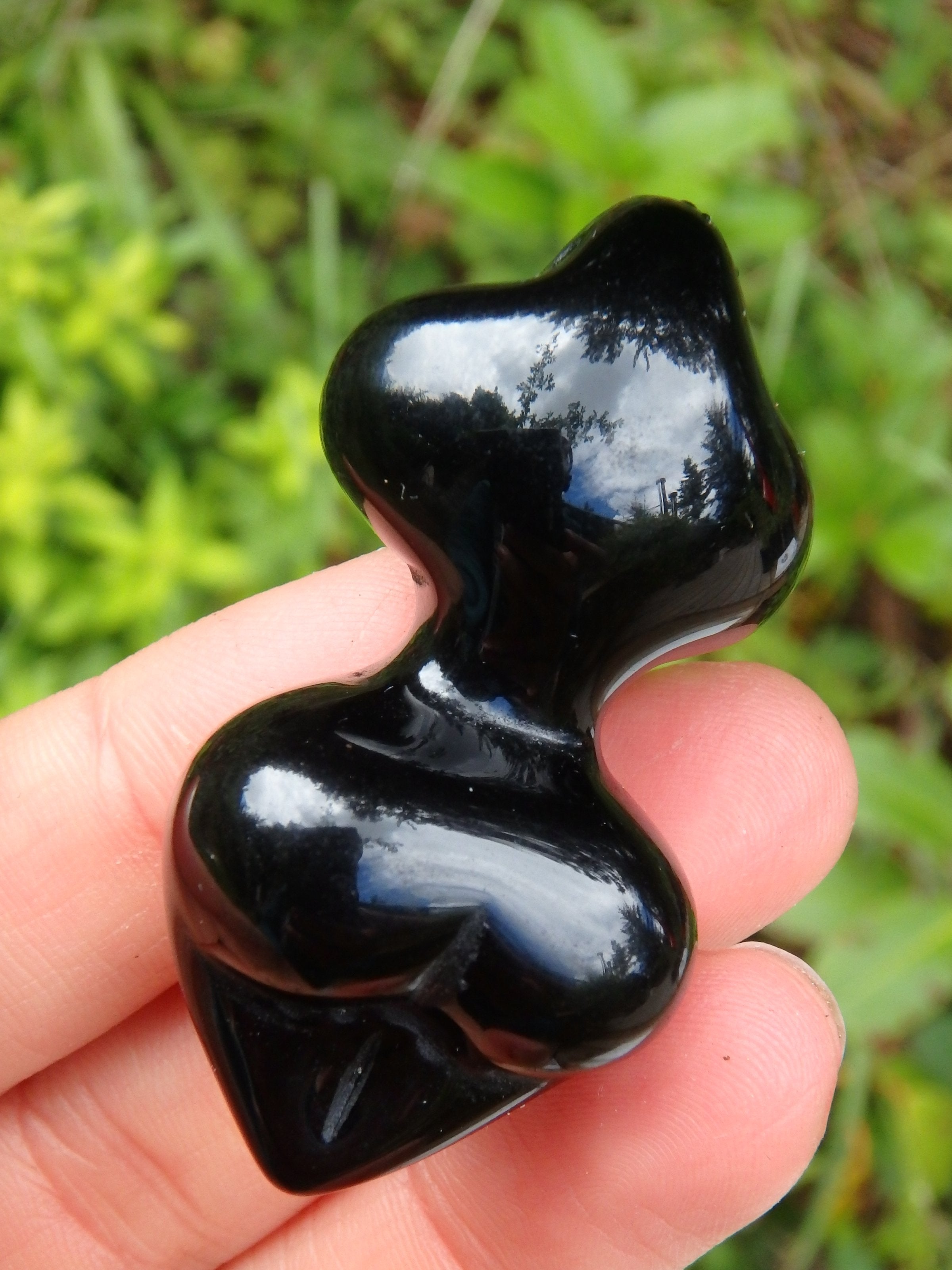 Feminine Venus Black Obsidian Shape Carving (Can Be Put on Bail For Pendant) - Earth Family Crystals