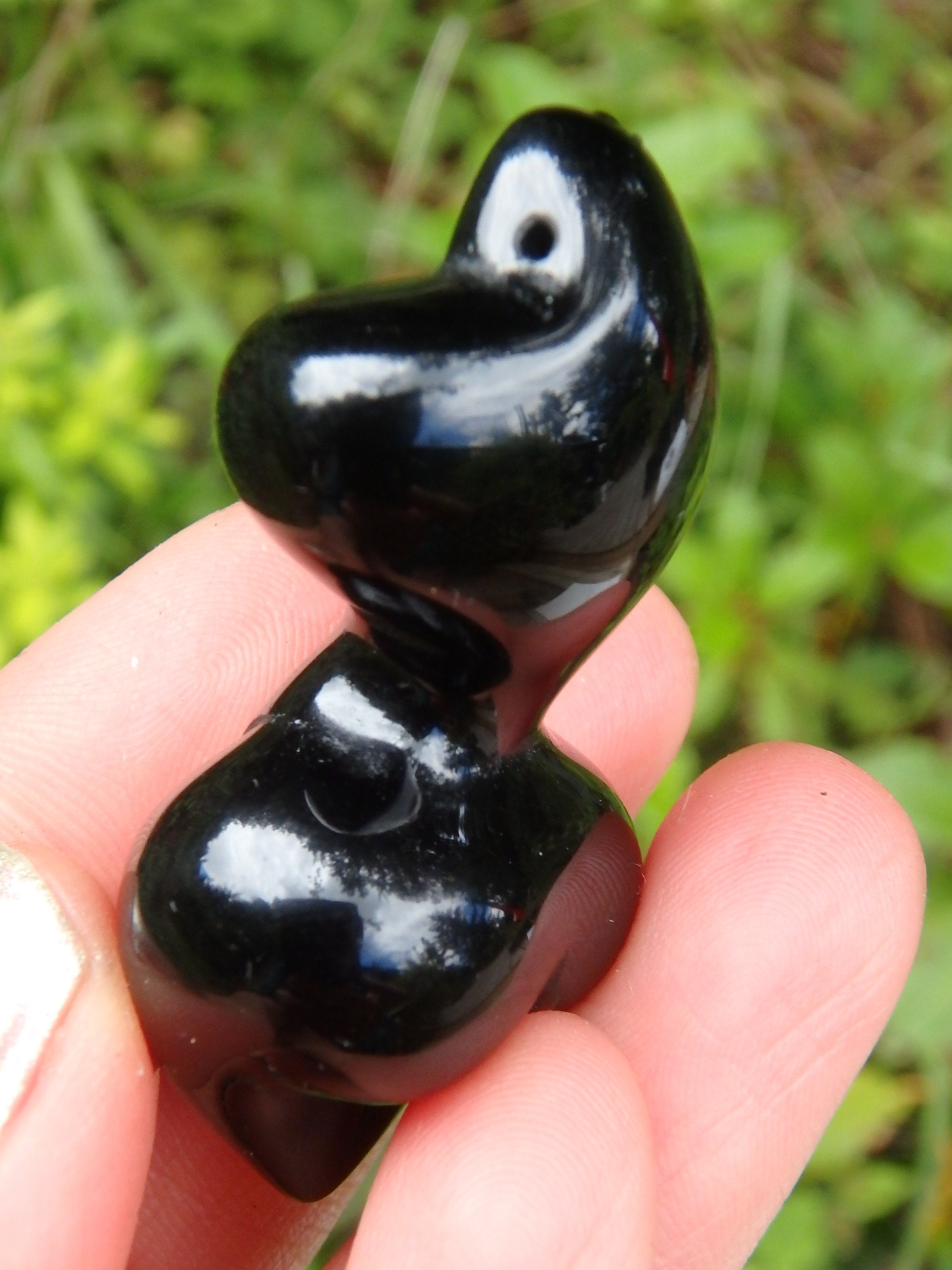 Feminine Venus Black Obsidian Shape Carving (Can Be Put on Bail For Pendant) - Earth Family Crystals