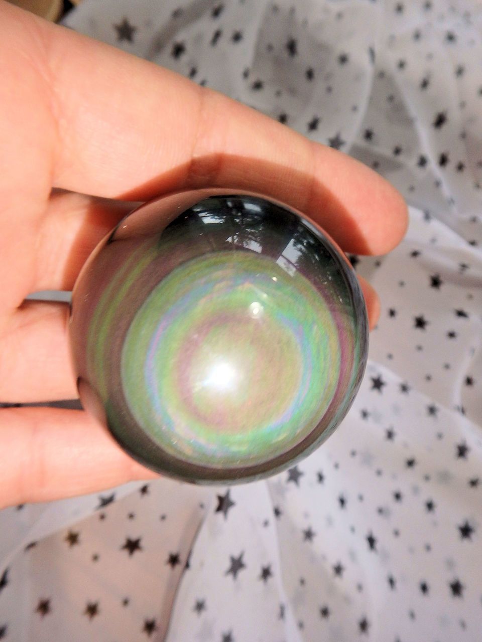 Optical Rainbow Obsidian Sphere Carving 3 - Earth Family Crystals