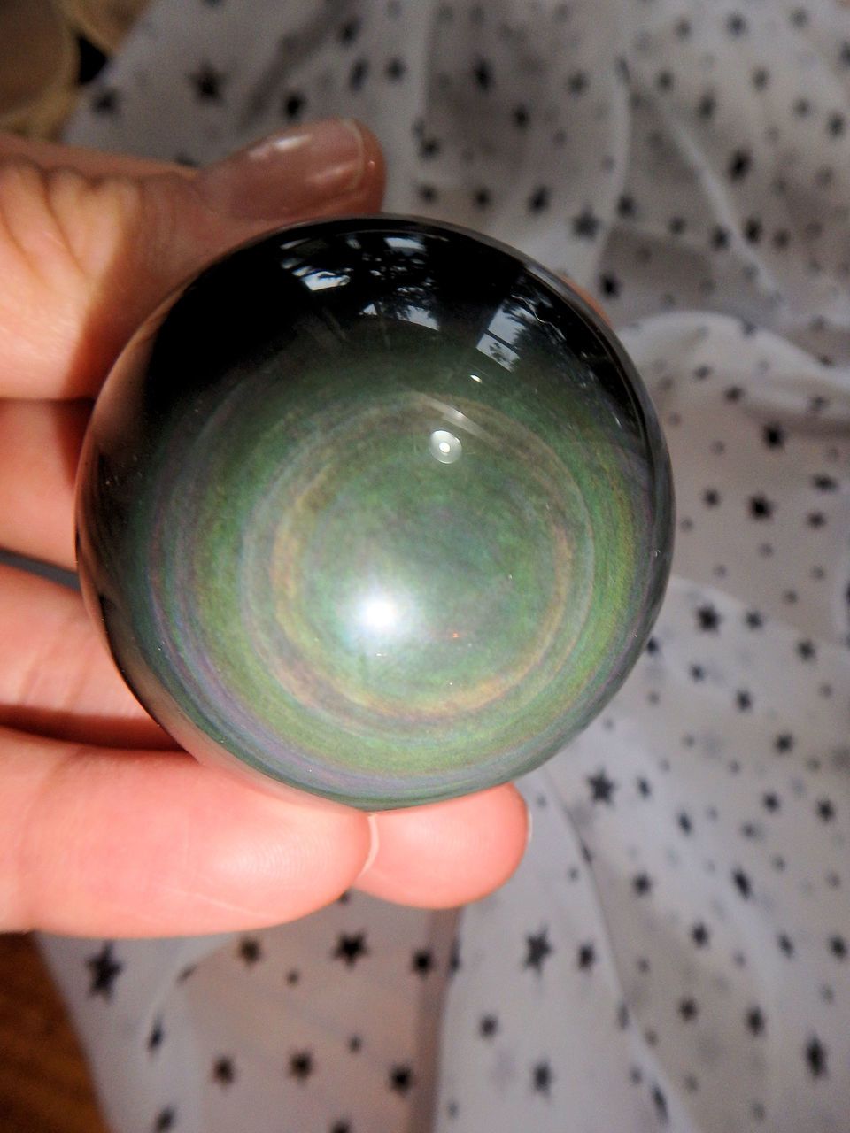 Optical Rainbow Obsidian Sphere Carving 2 - Earth Family Crystals