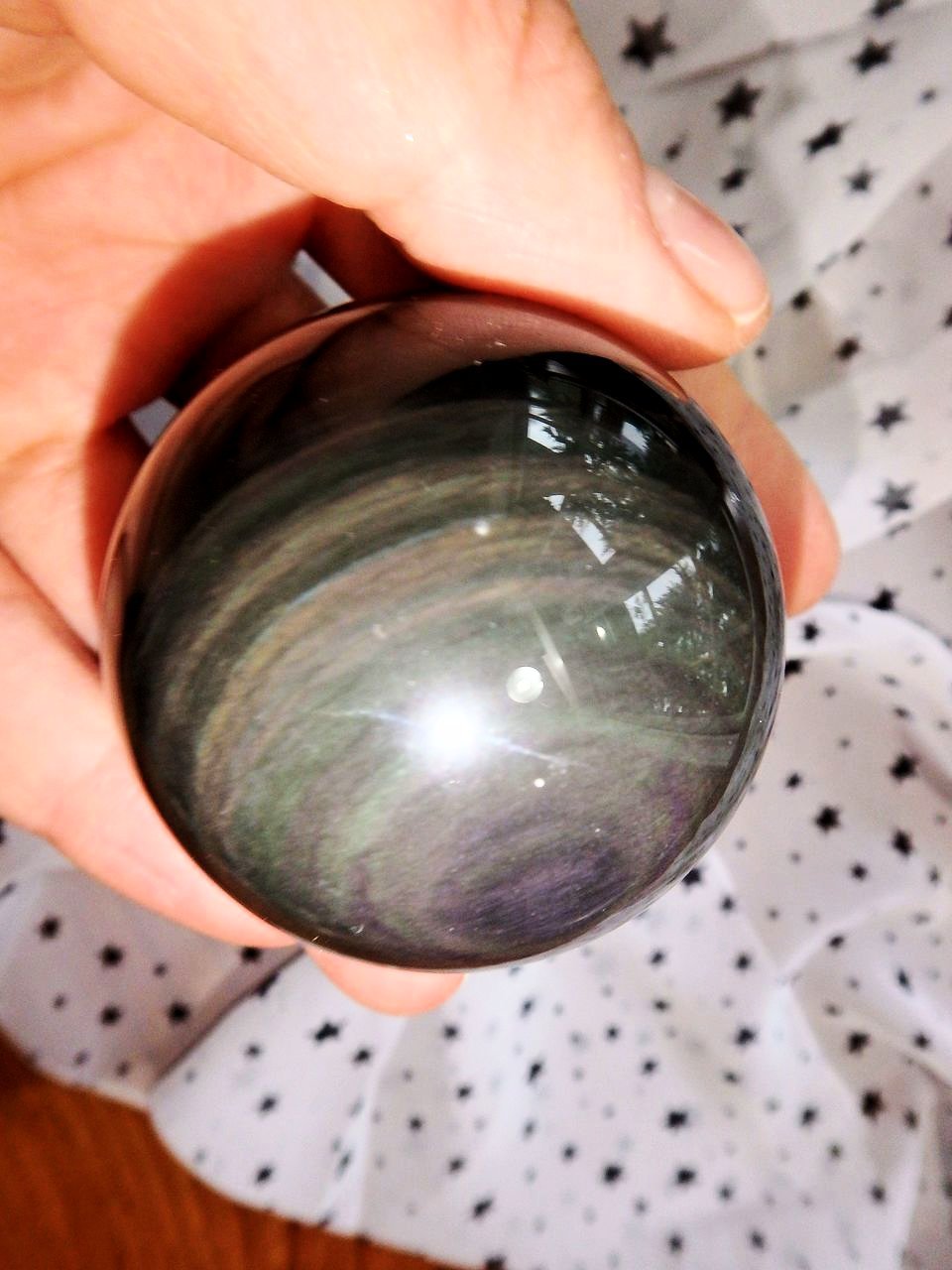 Optical Rainbow Obsidian Sphere Carving 4 - Earth Family Crystals