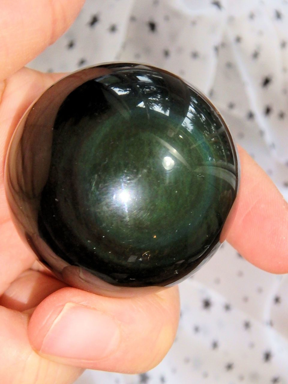 Optical Rainbow Obsidian Sphere Carving 1 - Earth Family Crystals