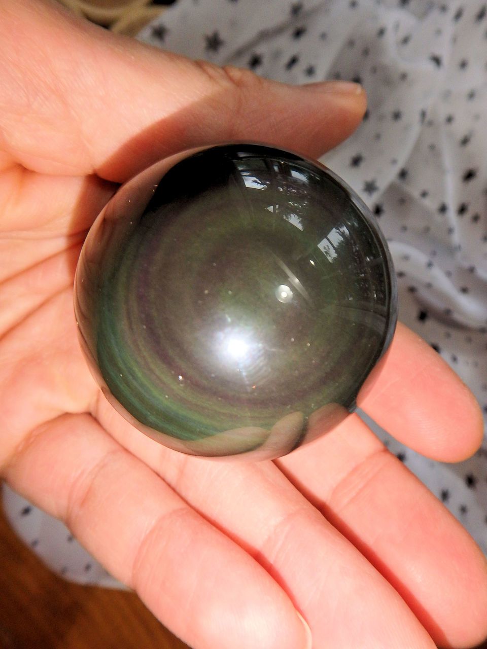 Optical Rainbow Obsidian Sphere Carving 3 - Earth Family Crystals