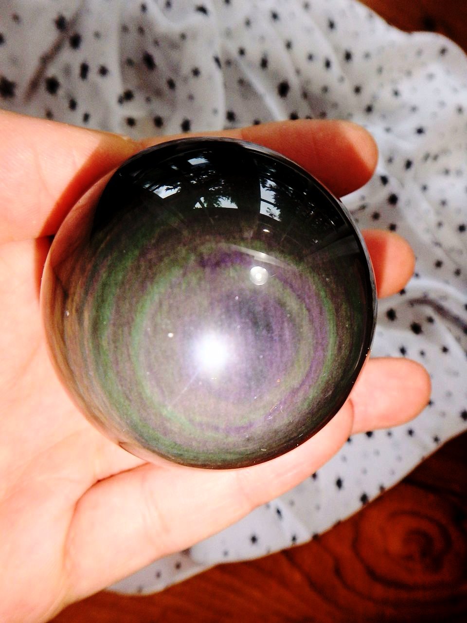 Optical Rainbow Obsidian Sphere Carving 4 - Earth Family Crystals
