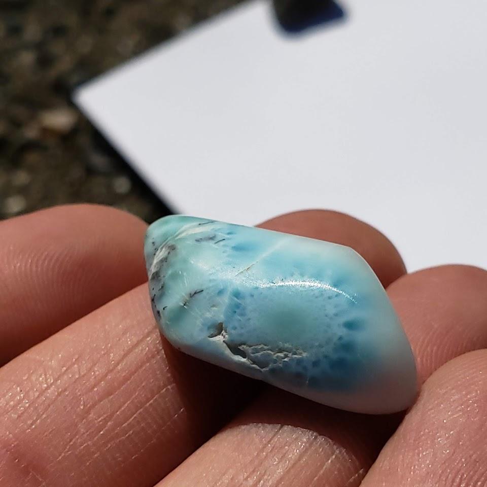 Pretty Polished Blue Larimar Free Form Specimen From The Dominican Republic #8 - Earth Family Crystals