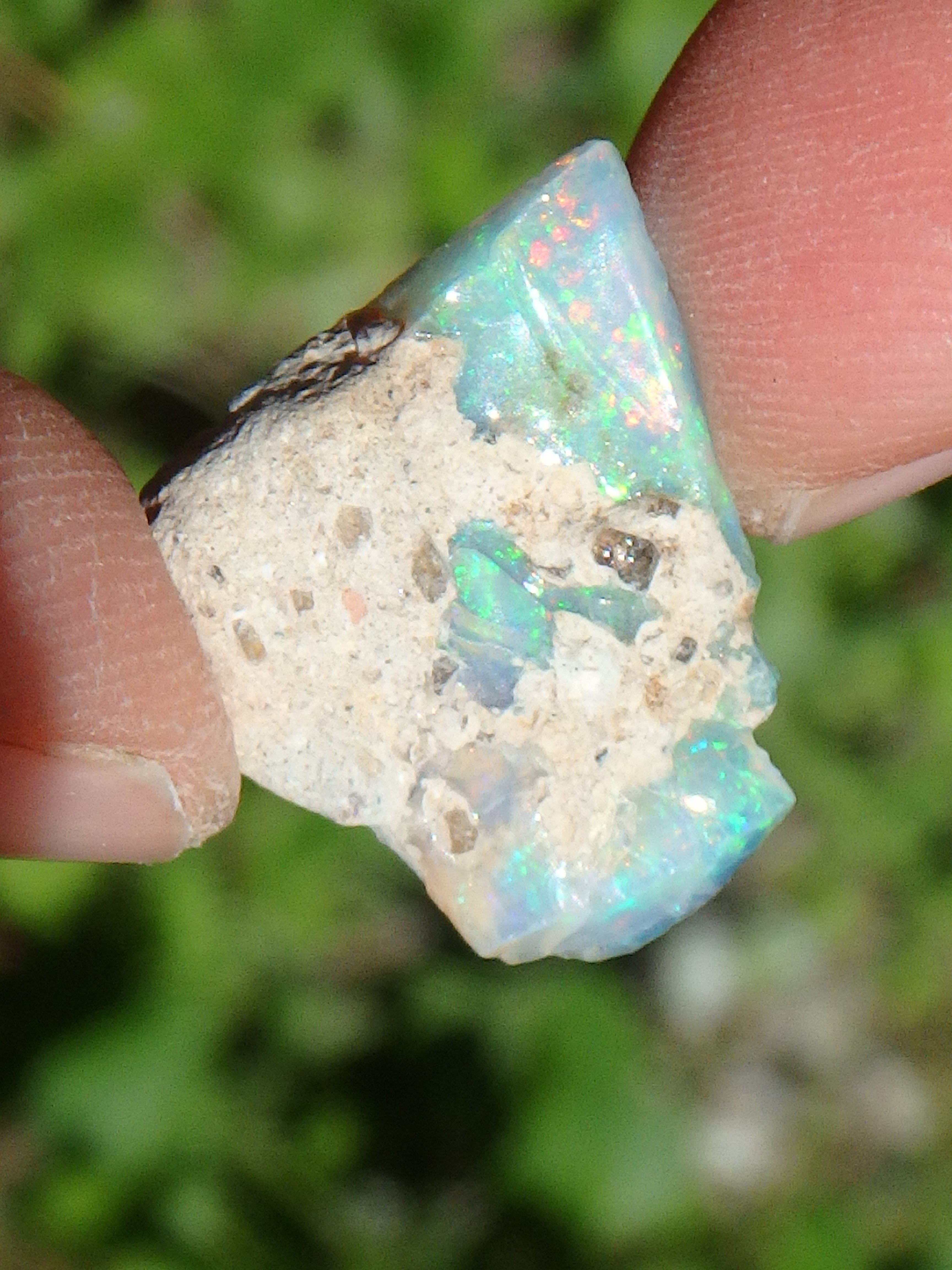 Brilliant Sparkle Raw Ethiopian Opal Dainty & Flat Collectors Specimen - Earth Family Crystals