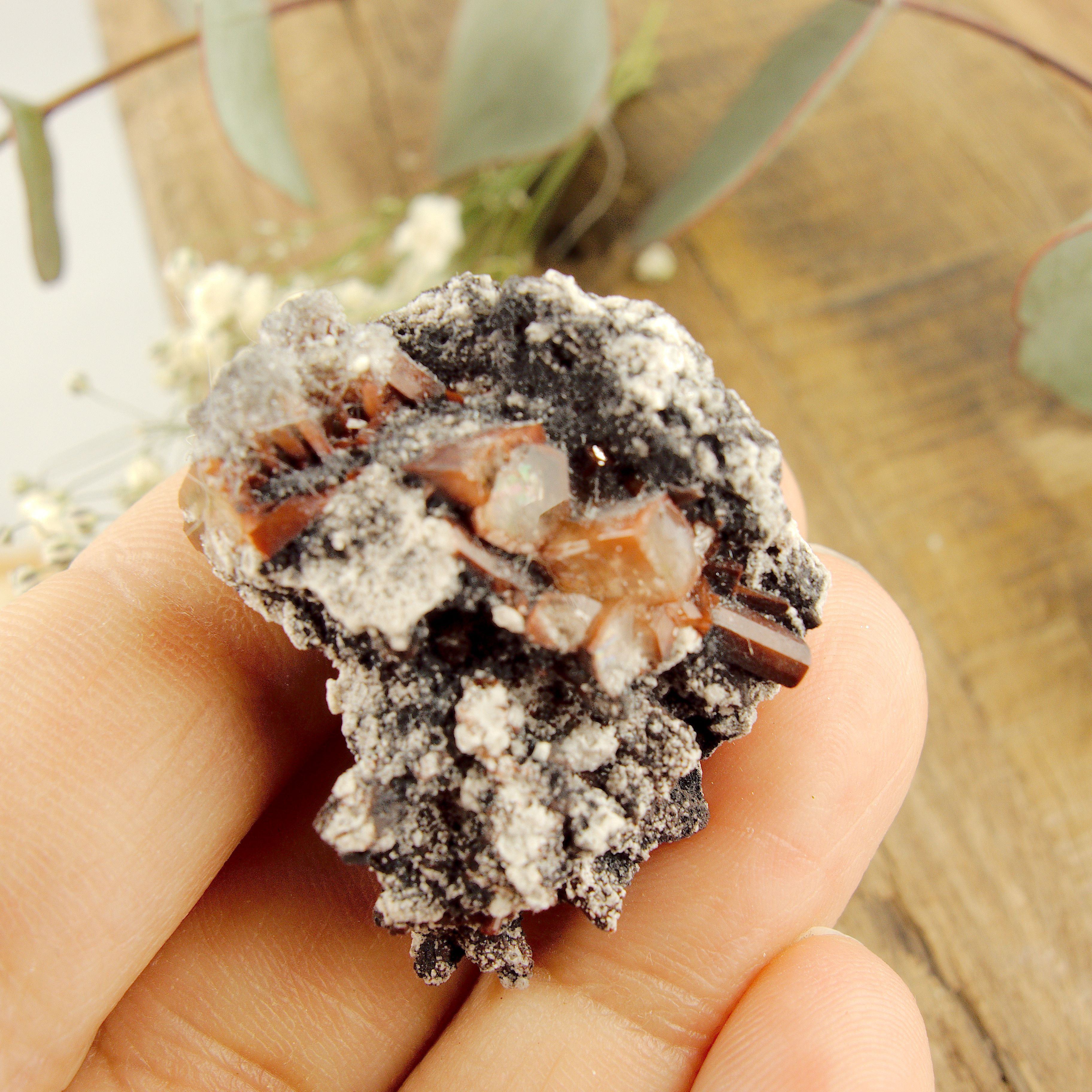 Deep Orange Topaz Nestled in Matrix Dainty Specimen From Mexico - Earth Family Crystals