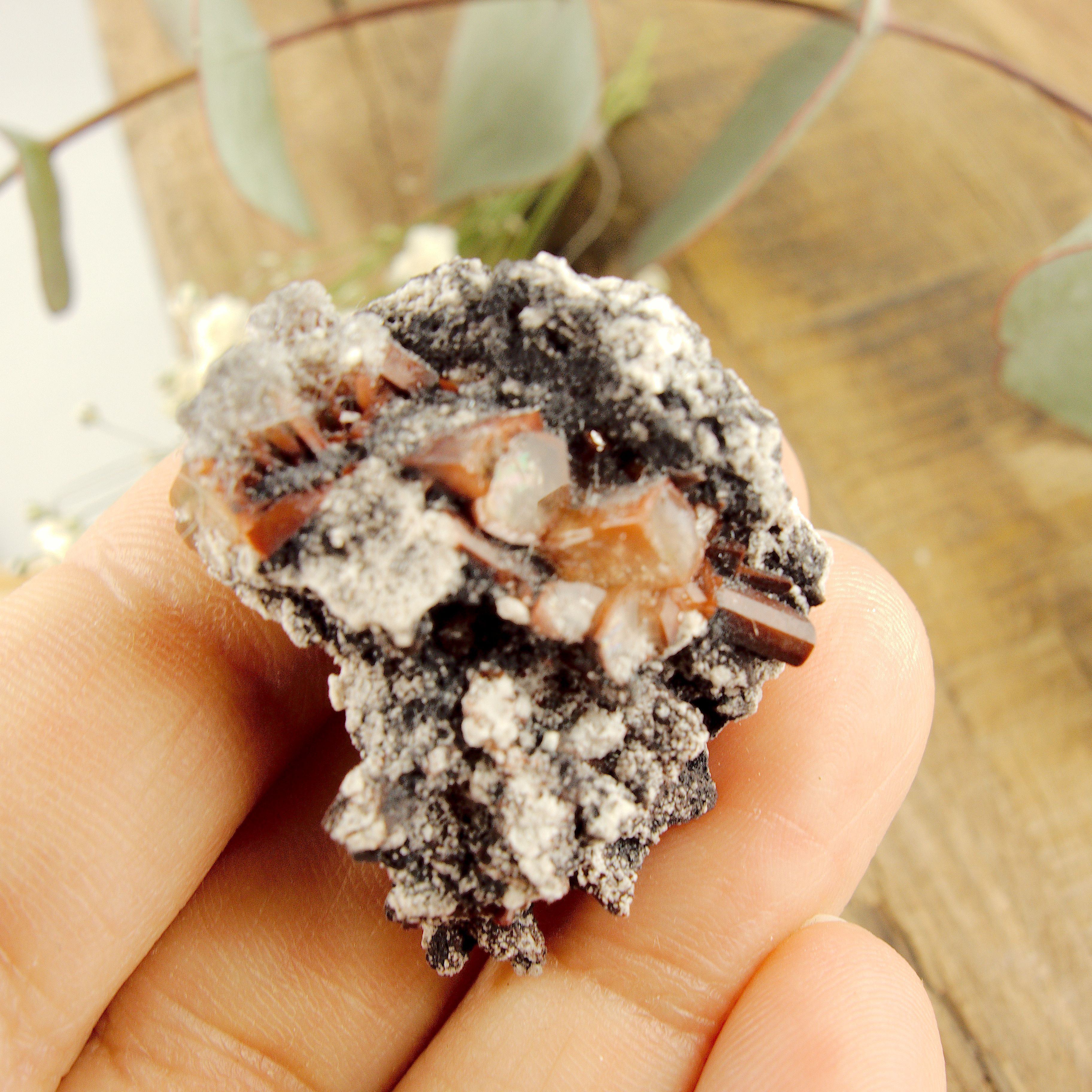 Deep Orange Topaz Nestled in Matrix Dainty Specimen From Mexico - Earth Family Crystals