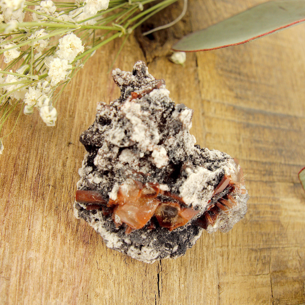 Deep Orange Topaz Nestled in Matrix Dainty Specimen From Mexico - Earth Family Crystals